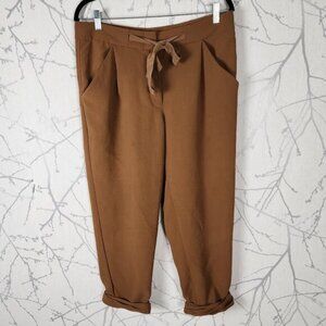 Wilfred Camel Gold Brown Crepe High Rise Tie Front Allant Pants